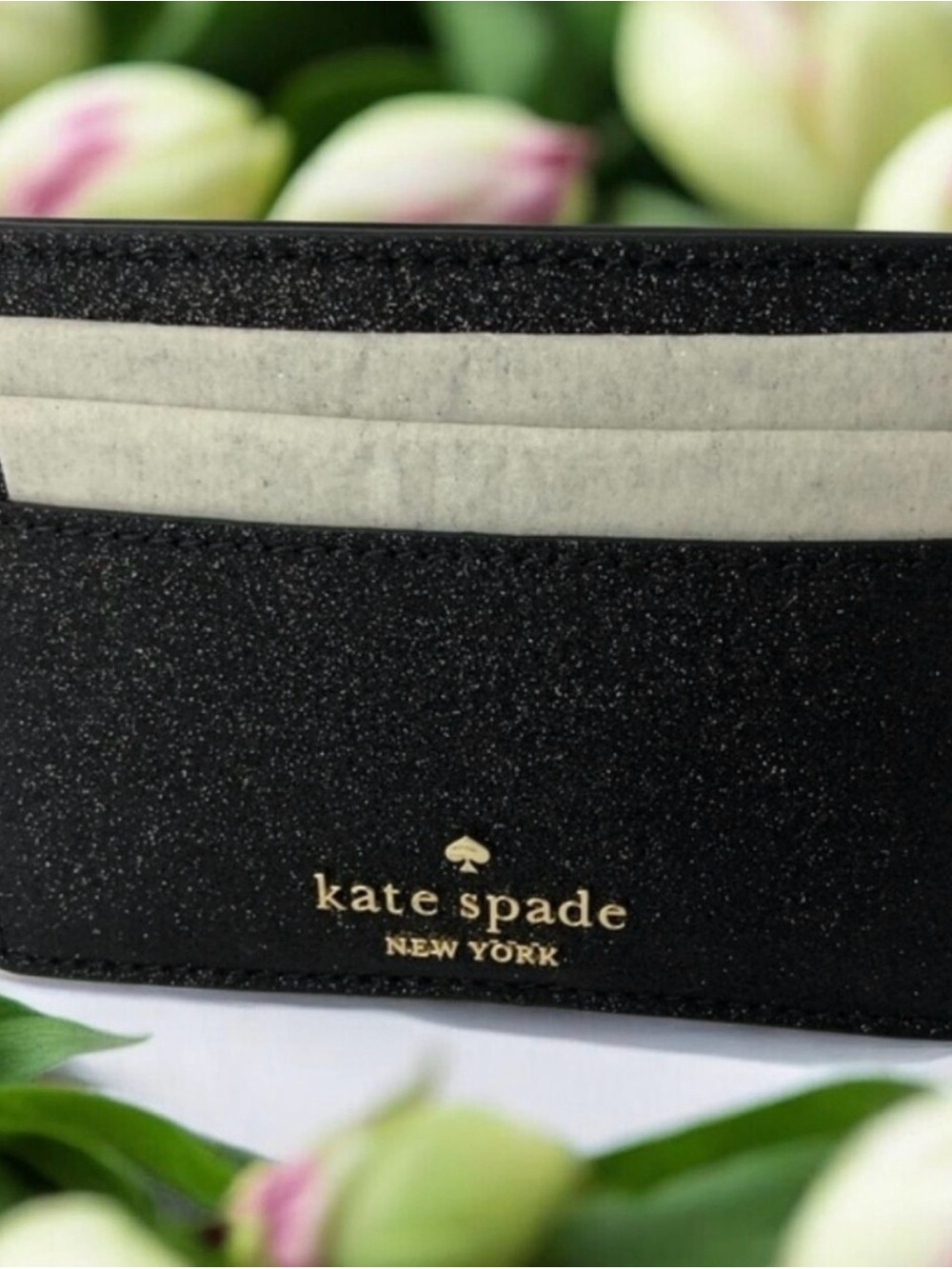 Kate Spade Black Glitter Cardholder